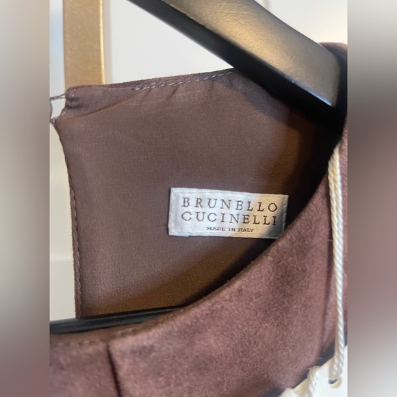 NWT Brunello Cucinelli Rich Brown Italian Leather Suede Shirt Size 40 Women’s - Picture 7 of 13